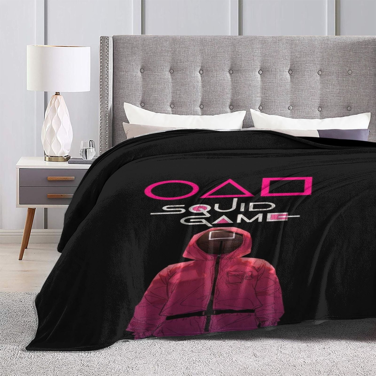 Squid Game Inspired Flannel Blanket Vibrant Colors Polyester Cozy All-Season