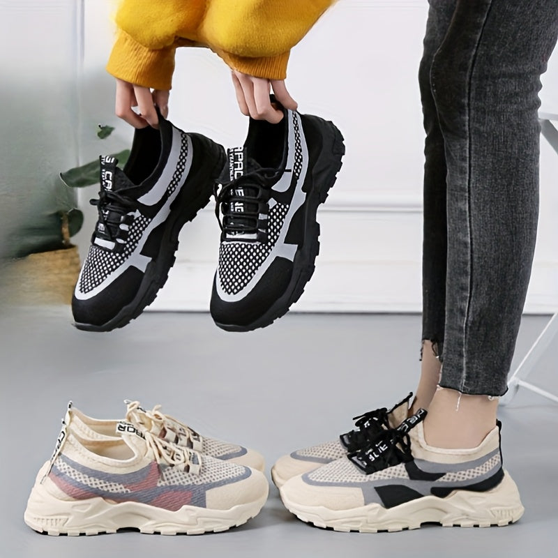 Women's Mesh Sneakers Casual Lace-Up Low Top Athletic Breathable Shoes