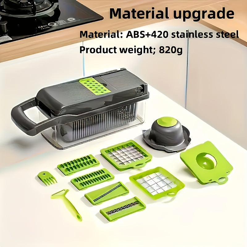 16-Piece Vegetable Shredder and Food Slicer Set with Interchangeable Blades Kitchen Utensils