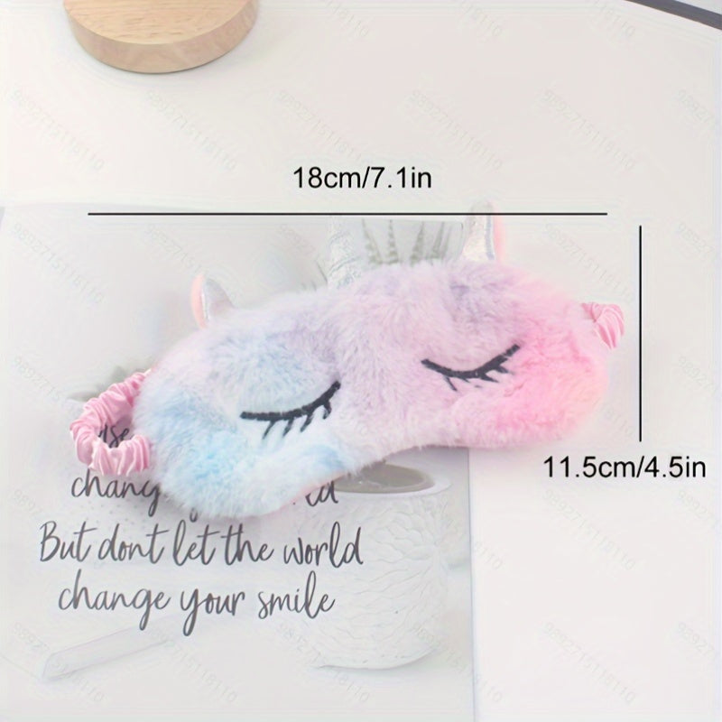 Unicorn Sleep Mask Fuzzy Eye Cover with Horns for Restful Sleep
