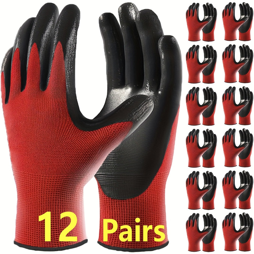 Unisex Breathable Gardening Gloves 3/6/12 Pairs Abrasion-Resistant