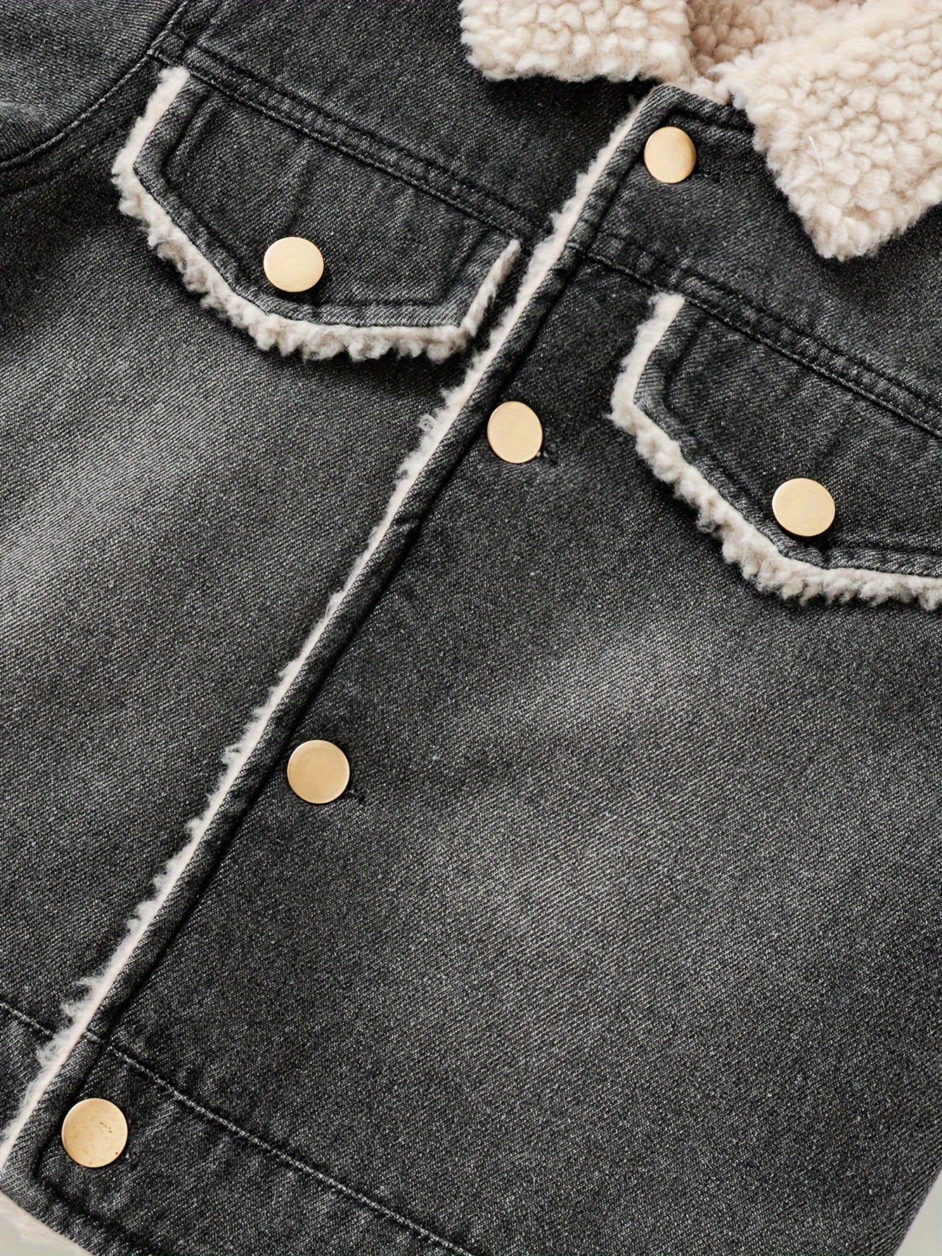 Kids Boys Denim Jacket with Fleece Lining Casual Fall Winter Outerwear