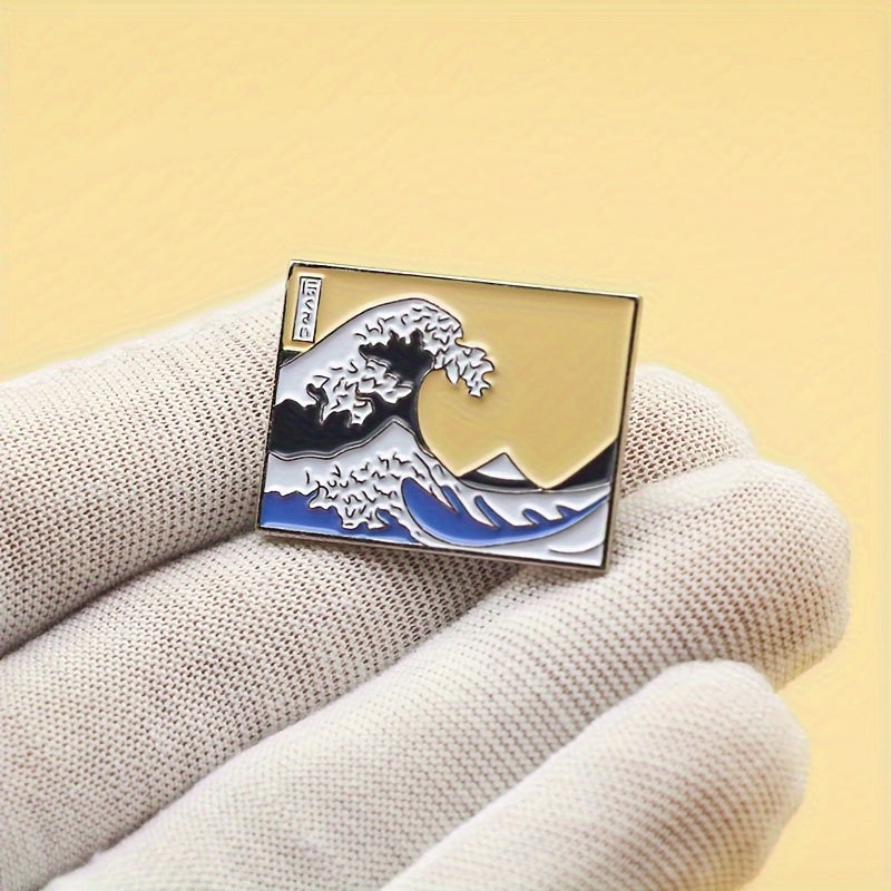 Enamel Pin The Great Wave Pattern Cartoon Brooch for Clothing and Accessories