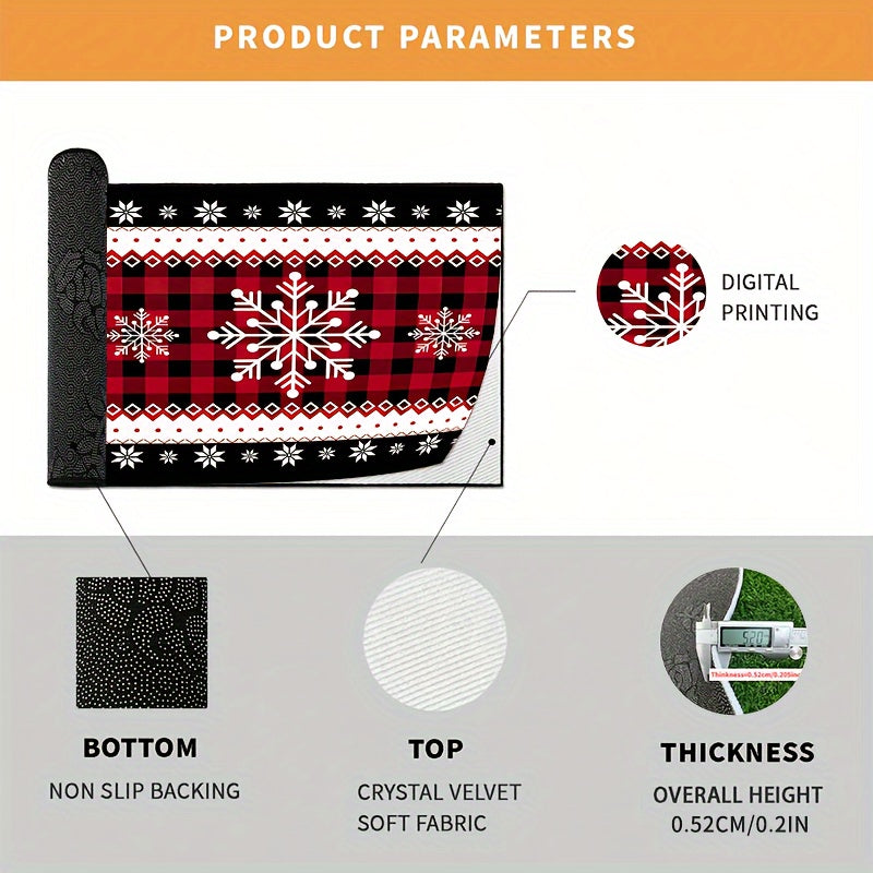 Rojdestvo qor qobigʻi yuguradigan gilam, sirpanmaydigan polyester gobelen, bayram bezaklari