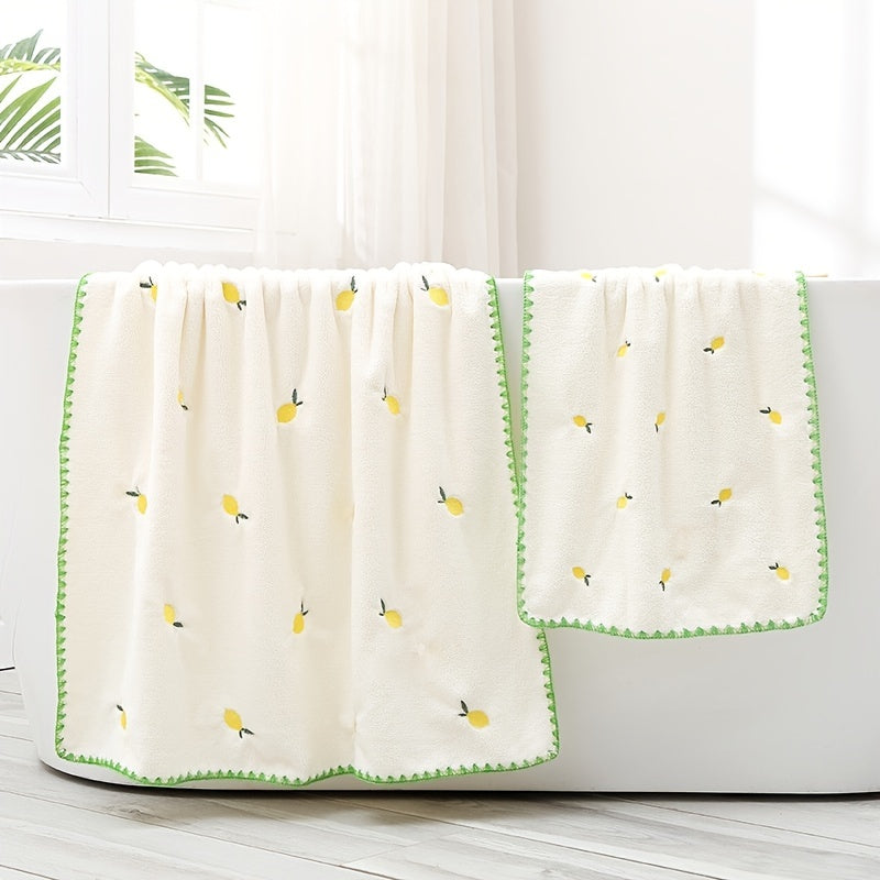 Peach Lemon Towel Set Absorbent Hair Shedding Water-Absorbing