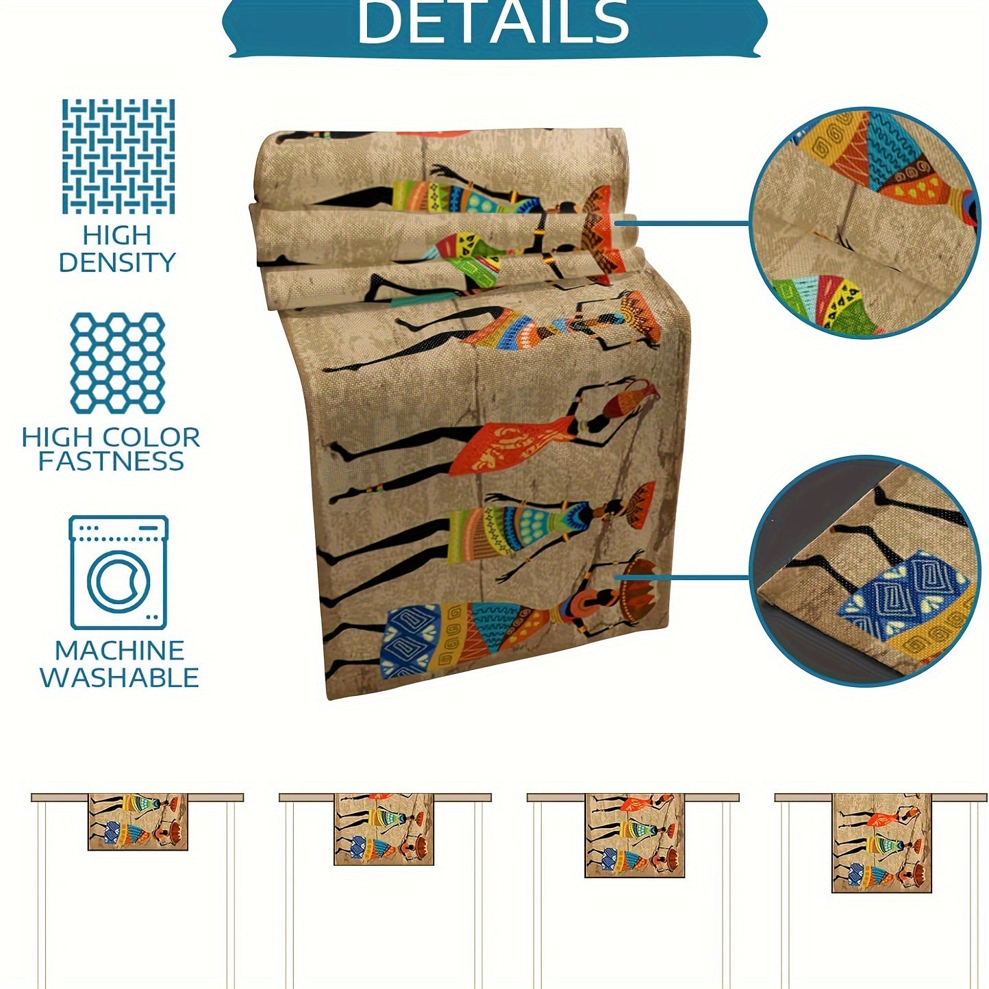 Polyester Table Runner with African Linen Design for Dining and Decor
