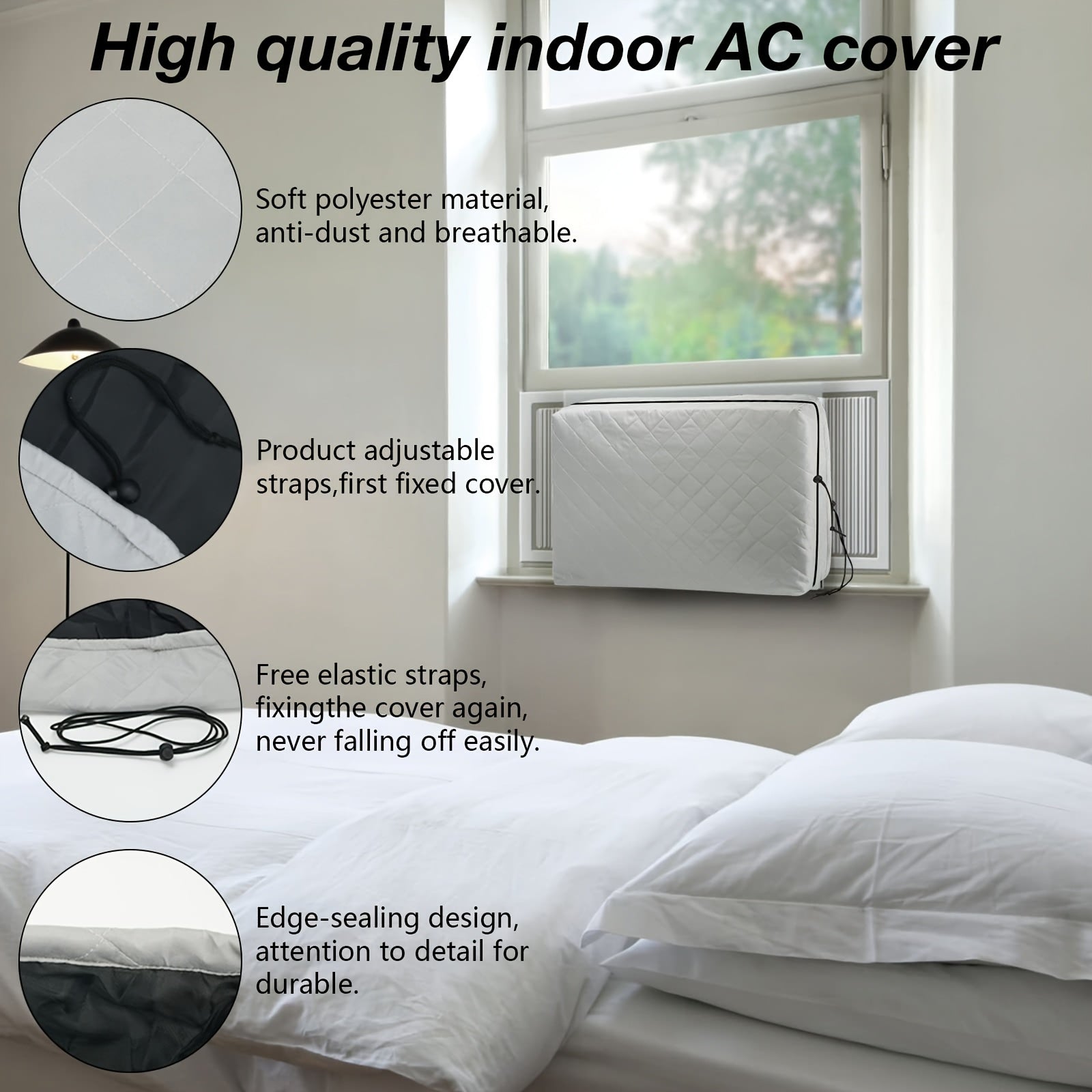 Indoor Air Conditioner Cover Double Insulation Elastic Drawstring Universal Size
