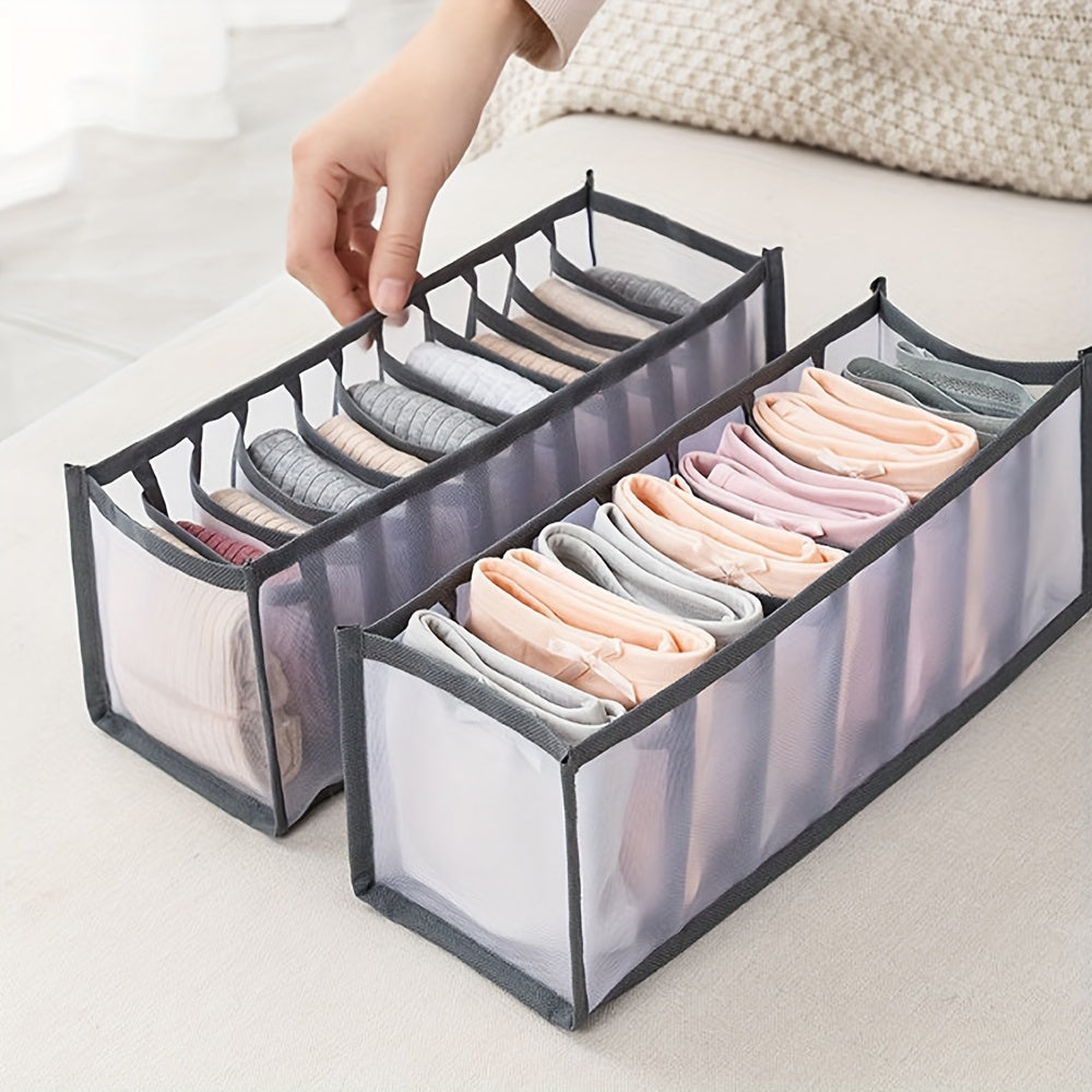 3-Piece Closet Organizer Set with 11 Grid Dividers and Storage Boxes for Clothes Socks and Scarves
