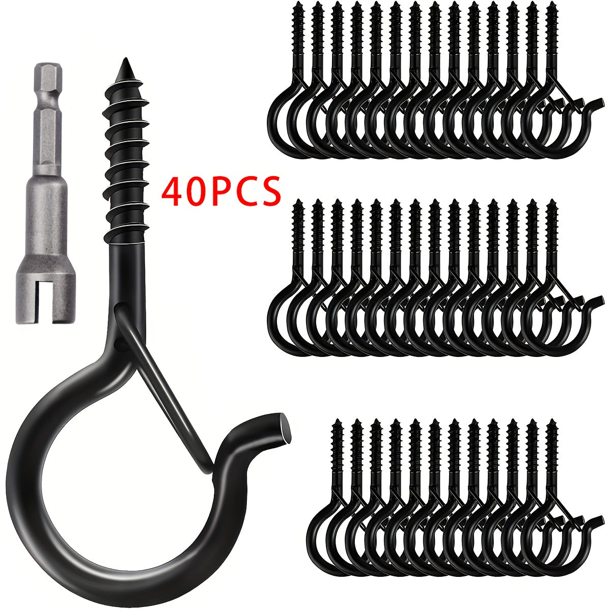 Q-Hanger Hook Set 10/25/40pcs Outdoor String Lights Safety Buckle Powder Coated