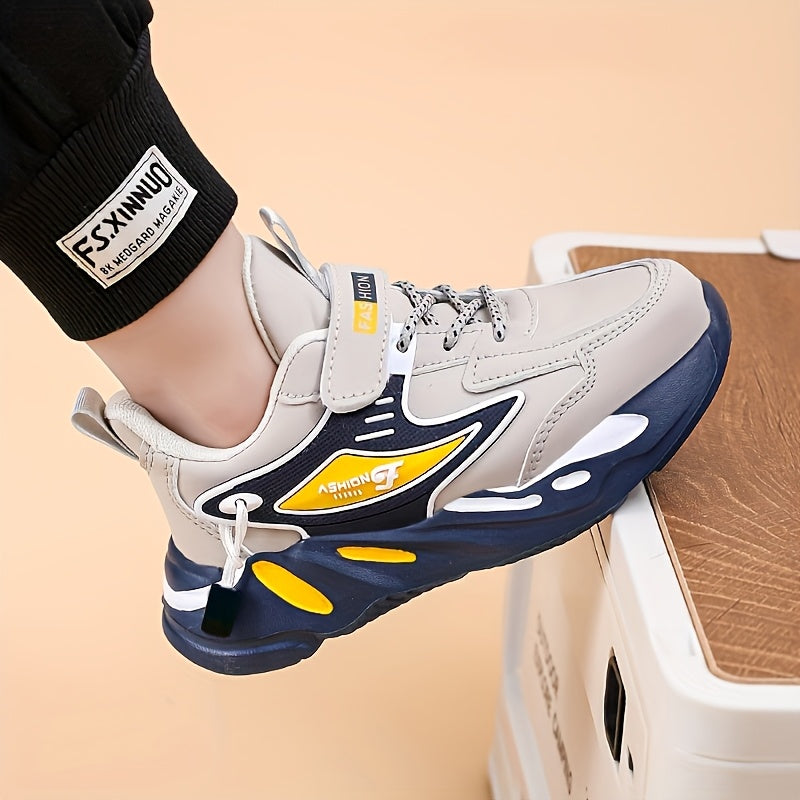 Unisex Geometric Pattern Sneakers for Kids Under 14 with PU Upper EVA Sole and Fabric Insole