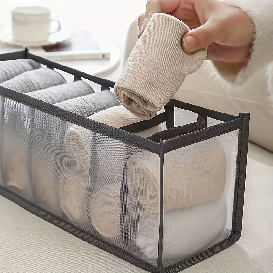 Juego de 3 organizadores de tela de malla para cajones para sujetadores, calcetines y ropa interior, cestas de almacenamiento plegables