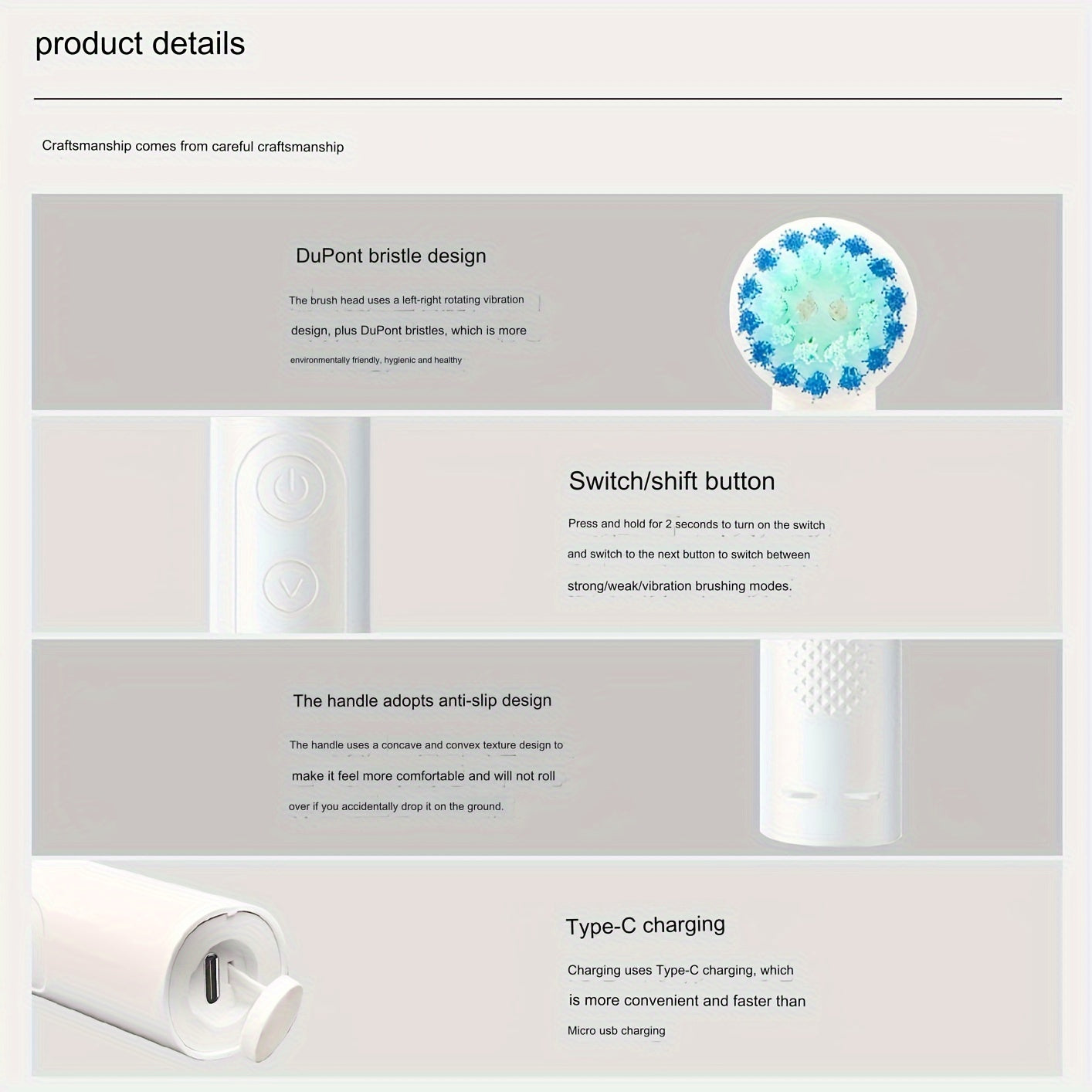 Adult Rechargeable Electric Toothbrush with 8 Brush Heads and Travel Case