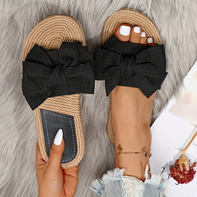 Women's Flat Bow Sandals Beach Vacation Flat Slippers