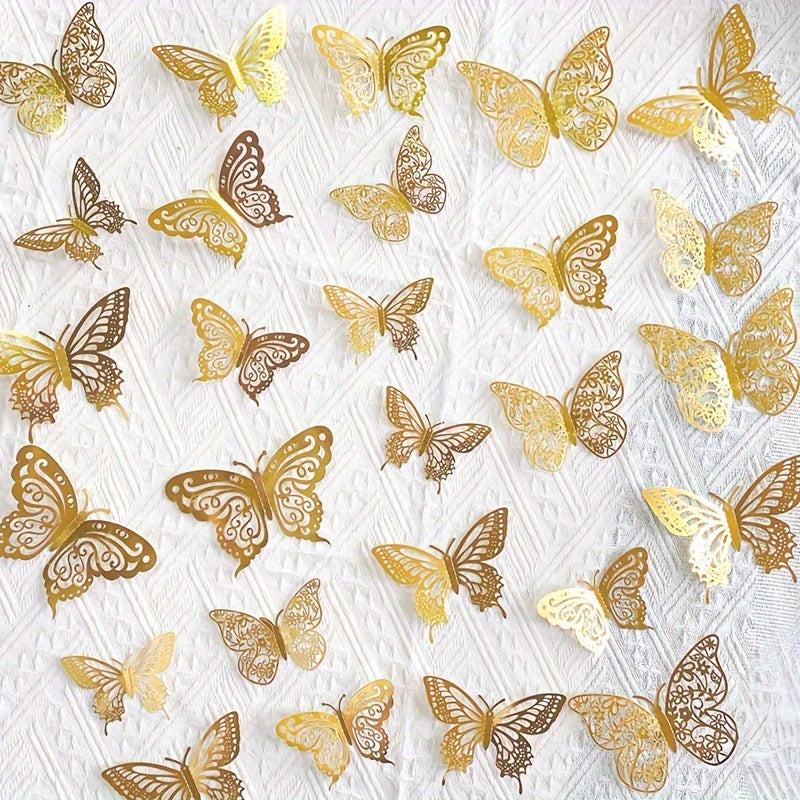 72 Pieces Sparkling Butterfly Paper Cake Decorations for Birthdays Weddings