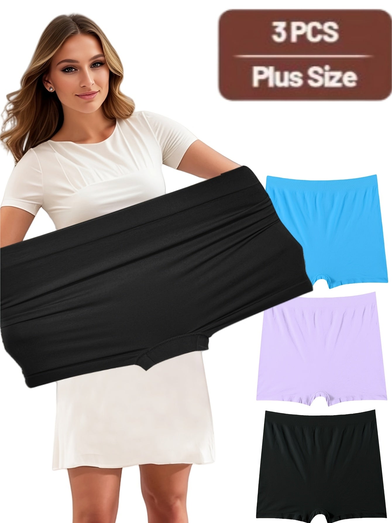 Plus Size High-Waisted Sports Bralette Set Breathable Fabric 3-Pack