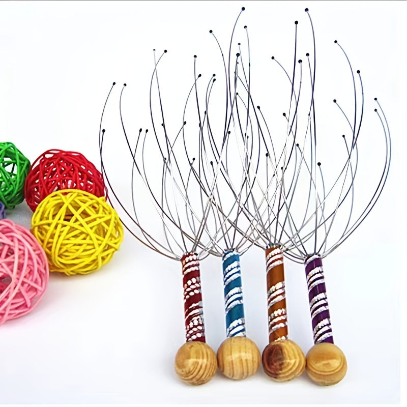 Masajeador de cuero cabelludo de mano para relajación profunda, estimulación del cabello y alivio del estrés