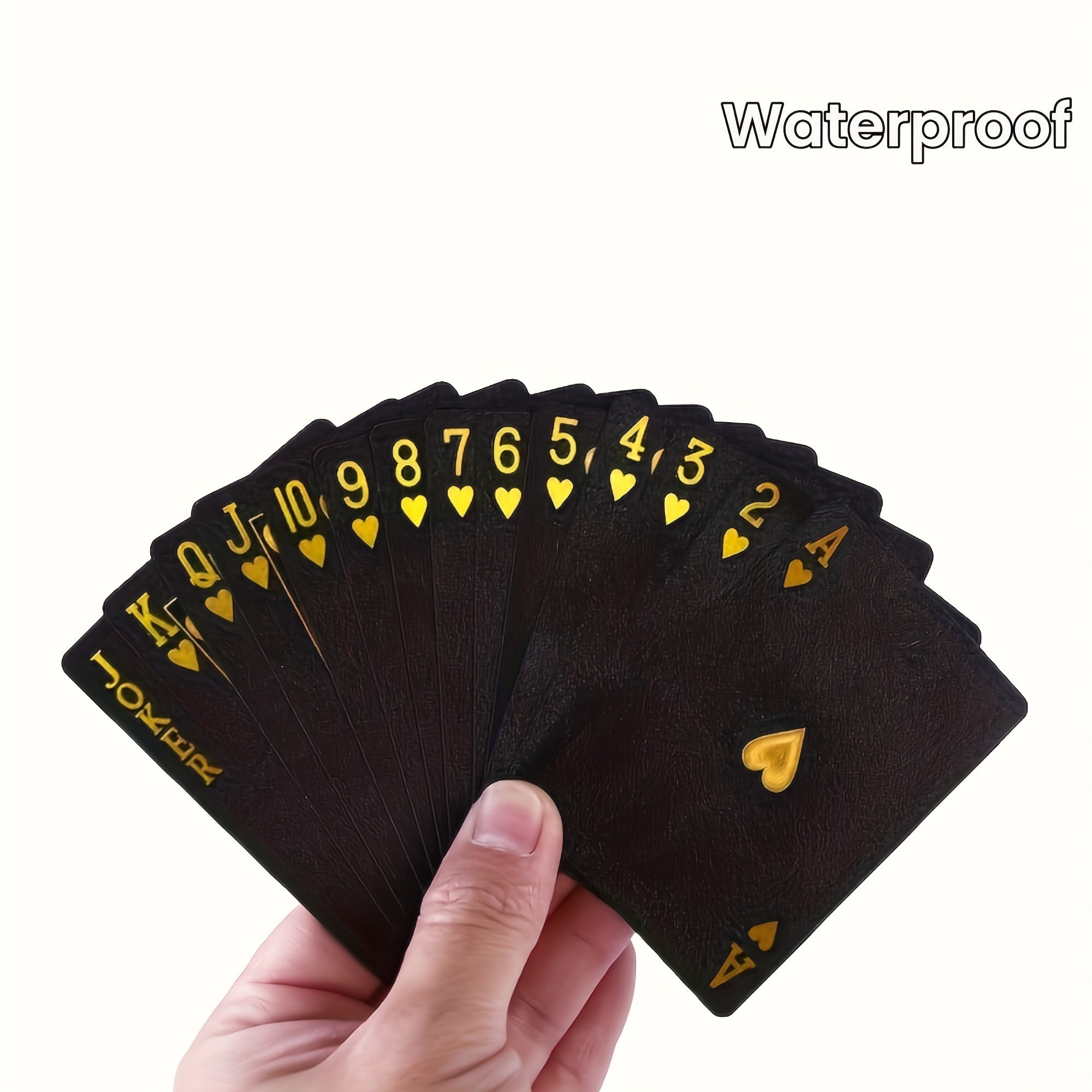 Black and Gold Foil Waterproof Plastic Poker Playing Cards - 54 Deck for Parties and Games