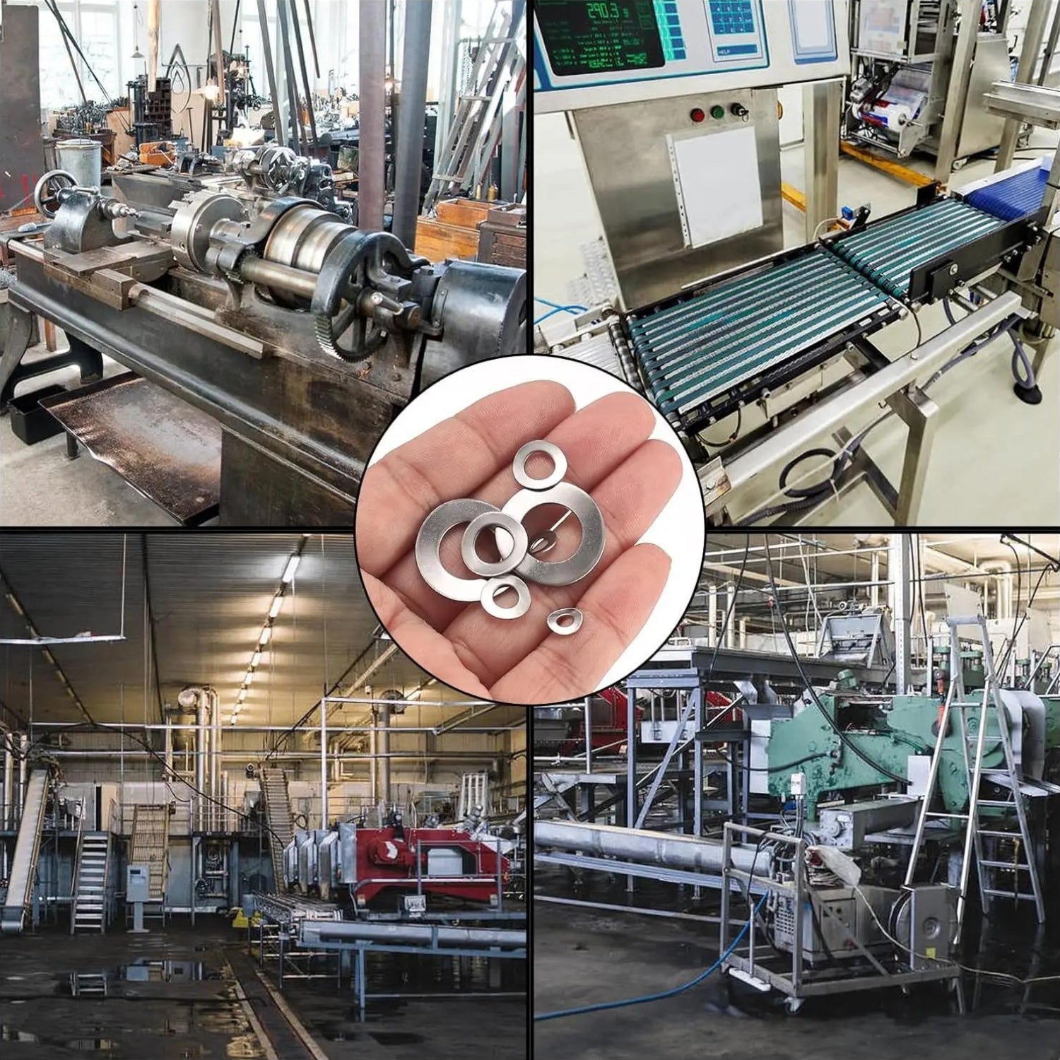 180-Piece Stainless Steel Flat Washers Assortment Kit Multi-Size for DIY, Home and Auto