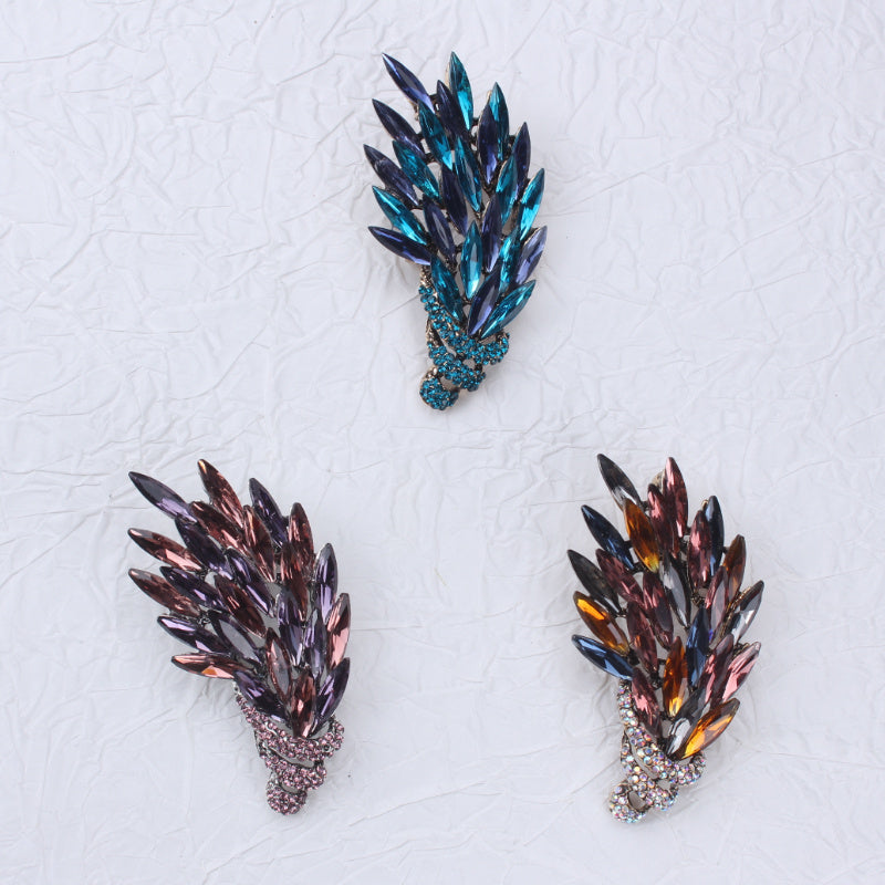 Women's Crystal Wheat Flower Brooch Rhinestone Lapel Pin for Jackets and Blazers