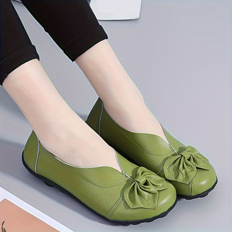 Women’s Bowknot Loafers Slip-On Flats Solid Colors Casual Shoes