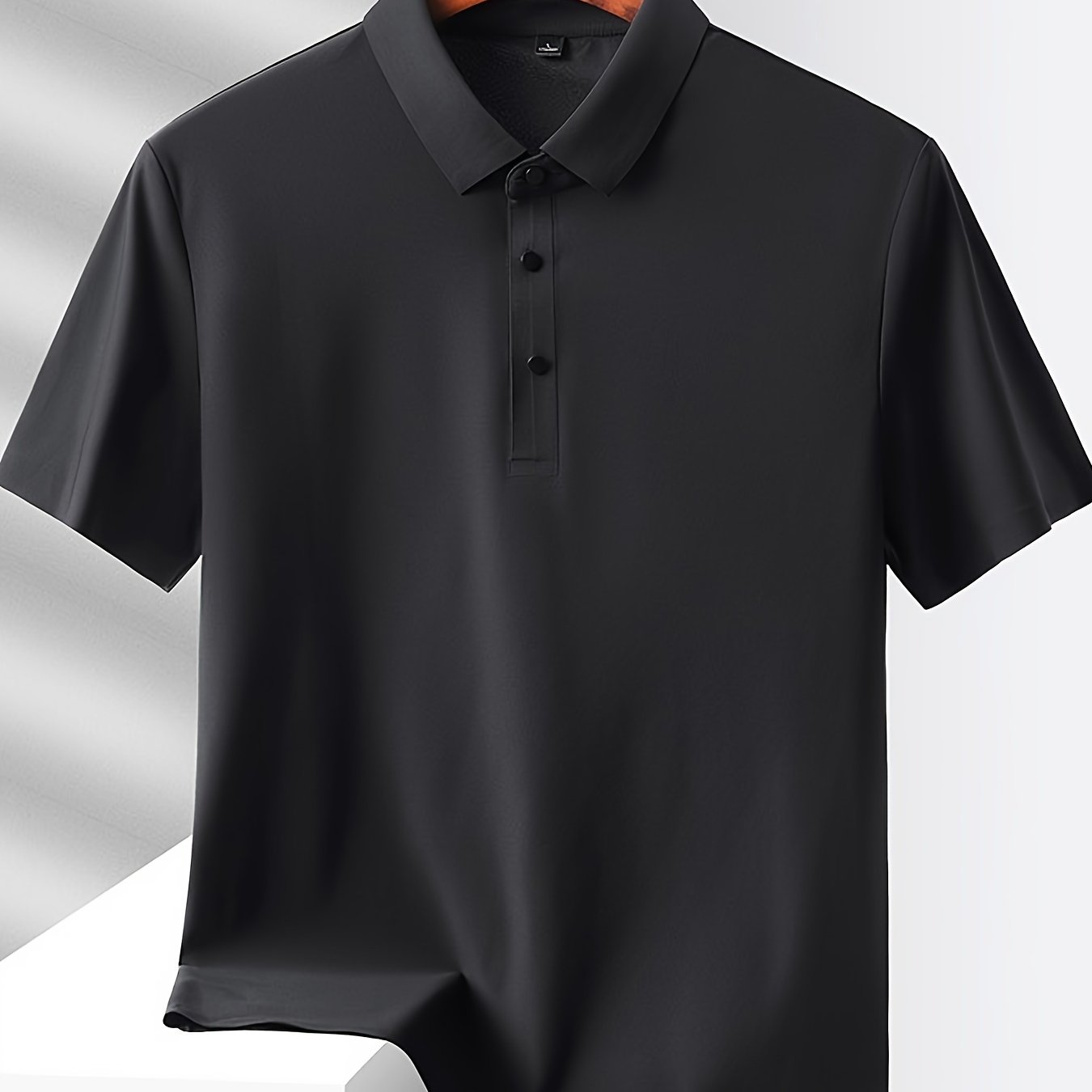 Men's Solid Nylon Short Sleeve Business Casual Shirt with Lapel Collar for Summer