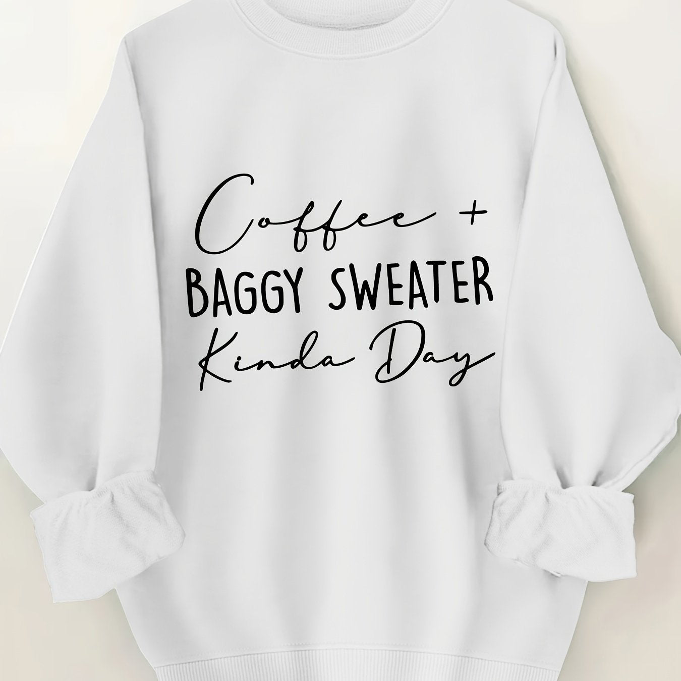 Plus Size Letter Print Pullover Sweatshirt Women Long Sleeve Casual Winter Clothing