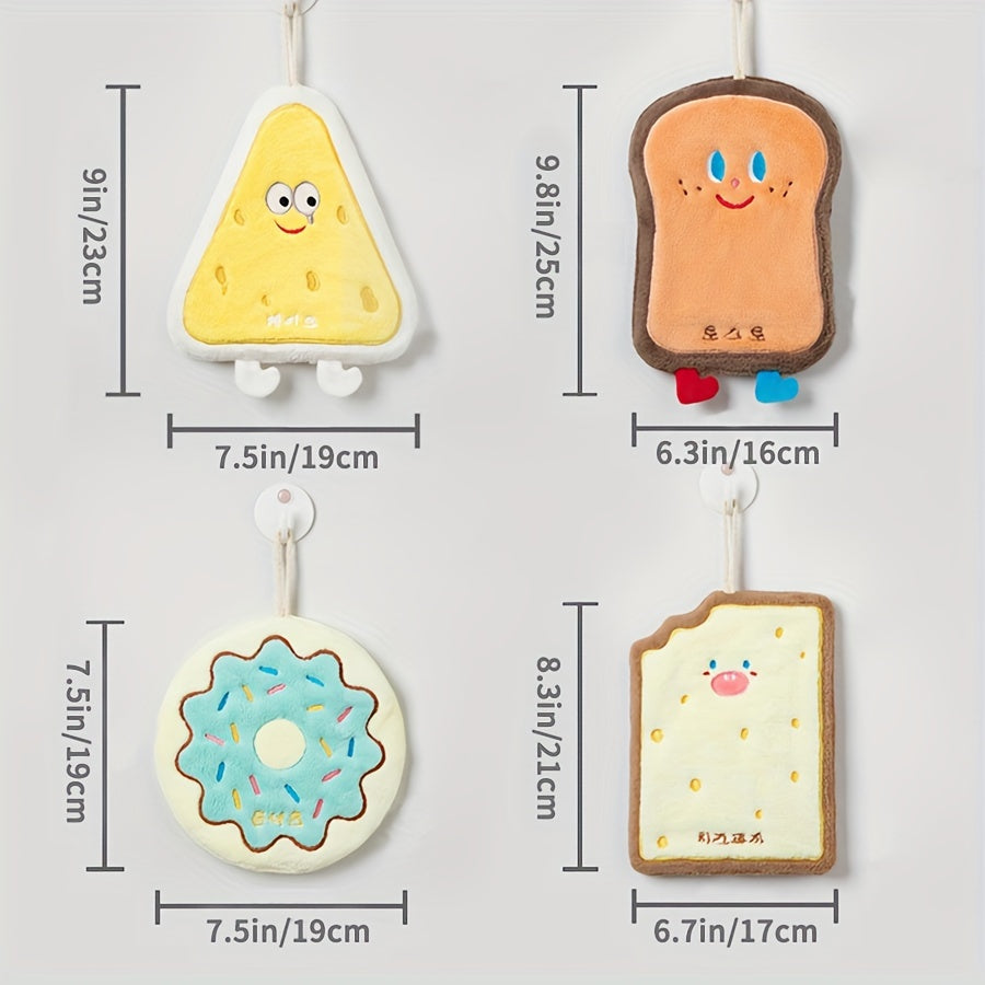 Cartoon Kitchen Towel Coral Fleece Quick-Dry Ultra-Absorbent with Hanging Loop 3-Layer