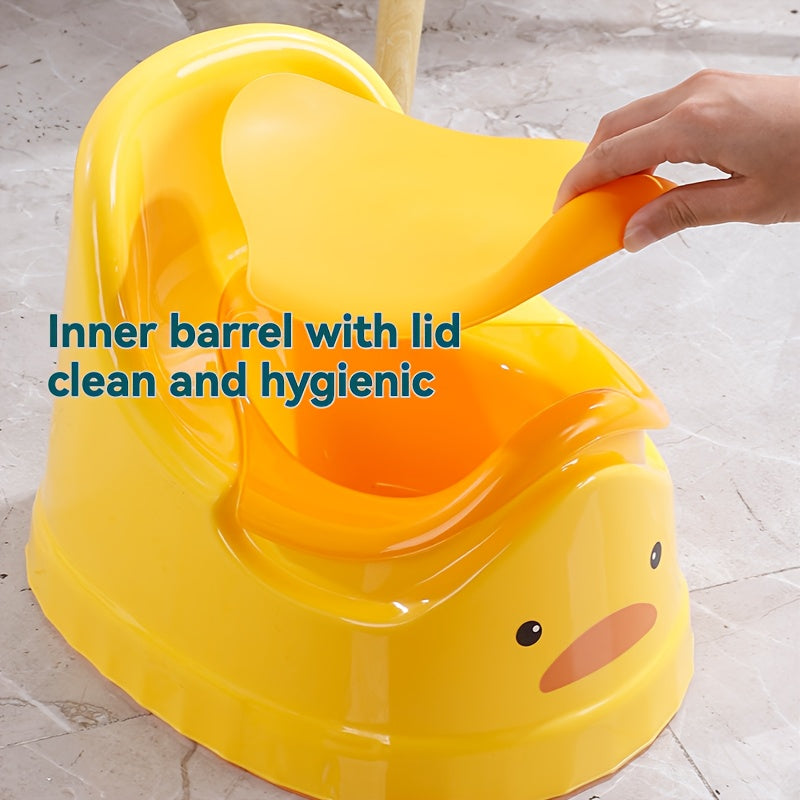 O'g'il va qizlar uchun qiziqarli o'rdak dizayni bilan sariq potty tayyorlash stuli - mustahkam plastik o'rindiq, tozalash oson, qulay va mustahkam hojatxona tayyorlash o'rindig'i