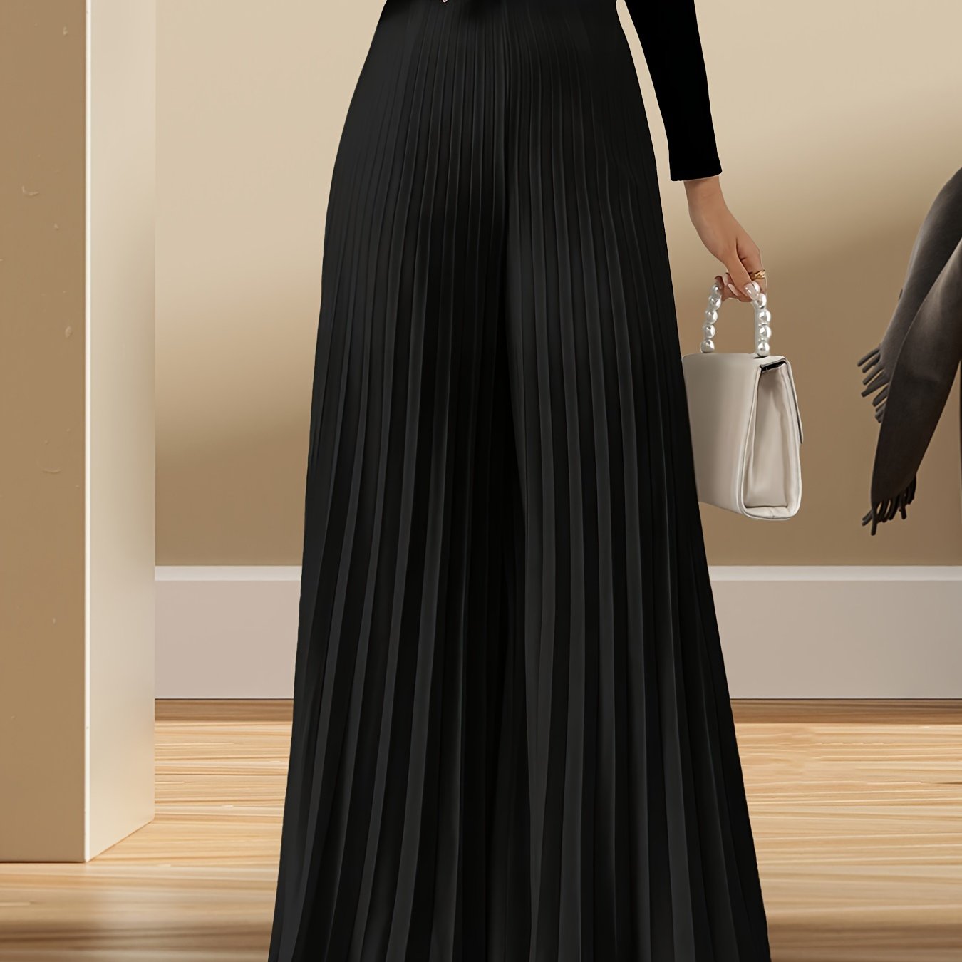 Women's Wide Leg Pants Casual Solid Polyester Spring Summer