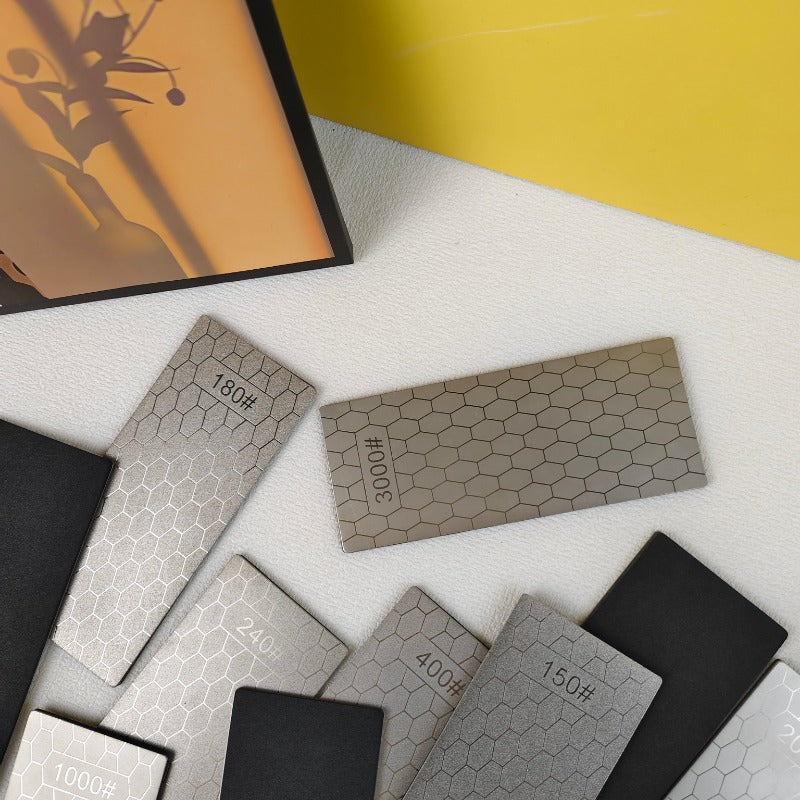 9pcs Honeycomb Diamond Grinding Pads for Knife and Scissor Sharpening Non-slip Base