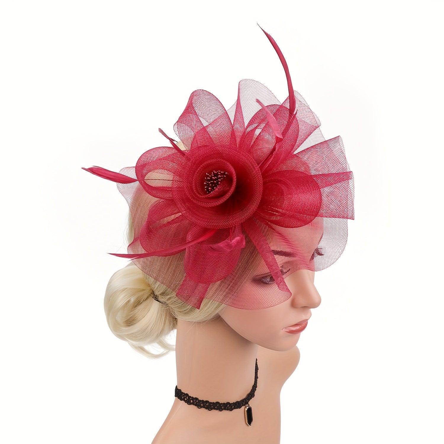 Faux Feather Flower Headband for Women Wedding Tea Party Fascinator Accessory