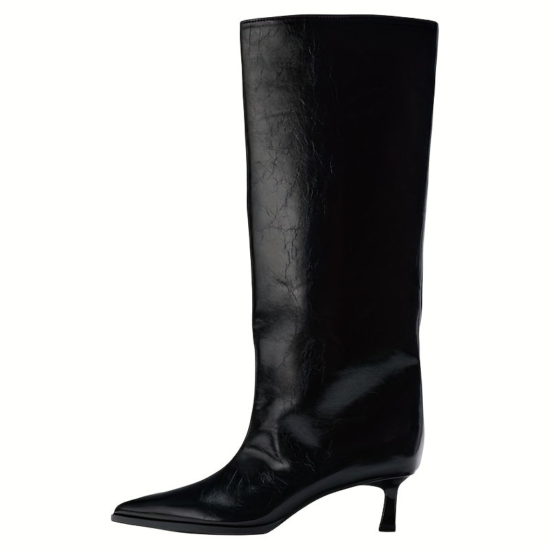 Women's Pointed Toe Western Cowboy Boots Kittens Heel Over-the-Knee Riding Boots