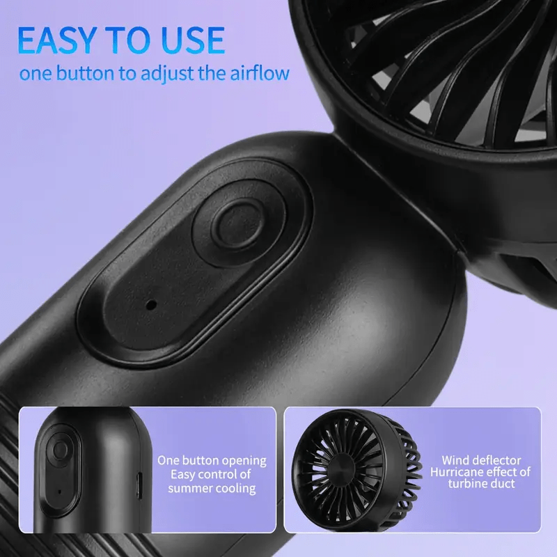 Mini Portable Handheld Fan with 3 Speeds USB Rechargeable Eyelash Fan for Office Travel Camping