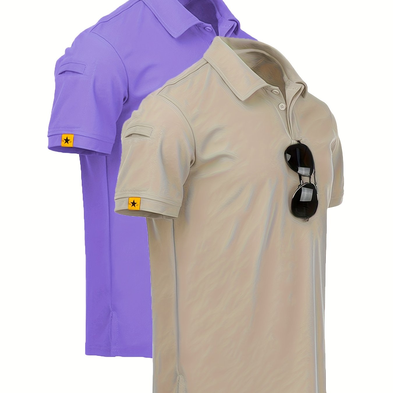 Conjunto de camisa de dos piezas para hombre en verano, poliéster, color sólido, casual, ajuste regular