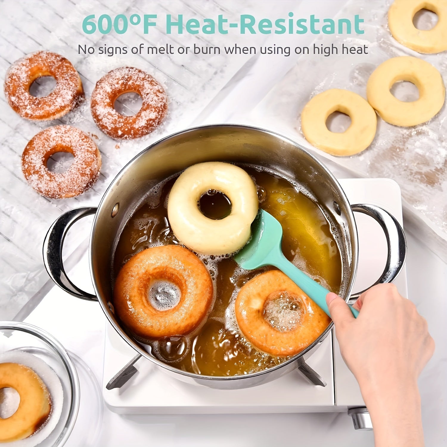 Set of 4 Silicone Spatulas Heat Resistant Up to 600°F Nonstick Safe BPA-Free