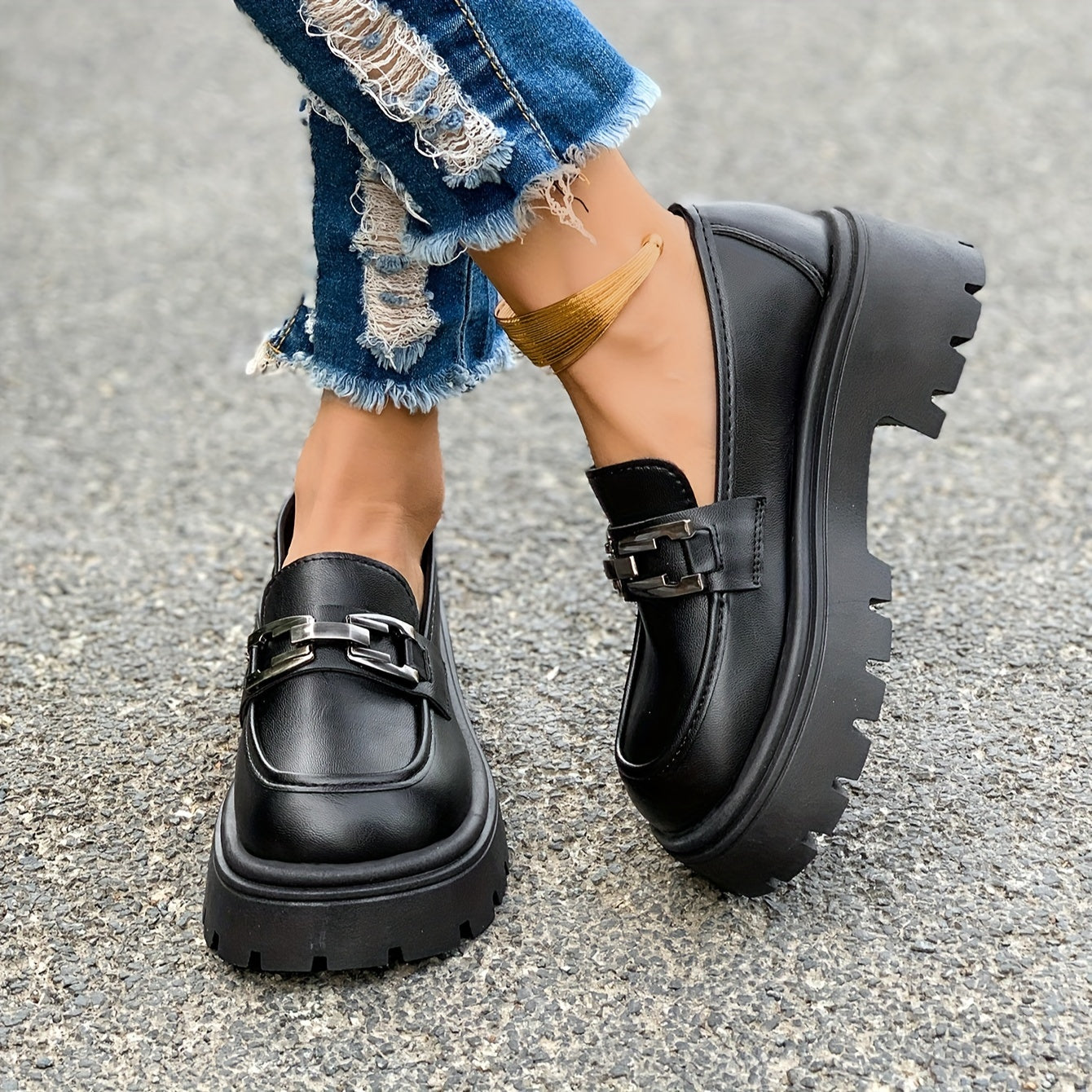 Women's Waterproof Platform Loafers with British-Inspired Design