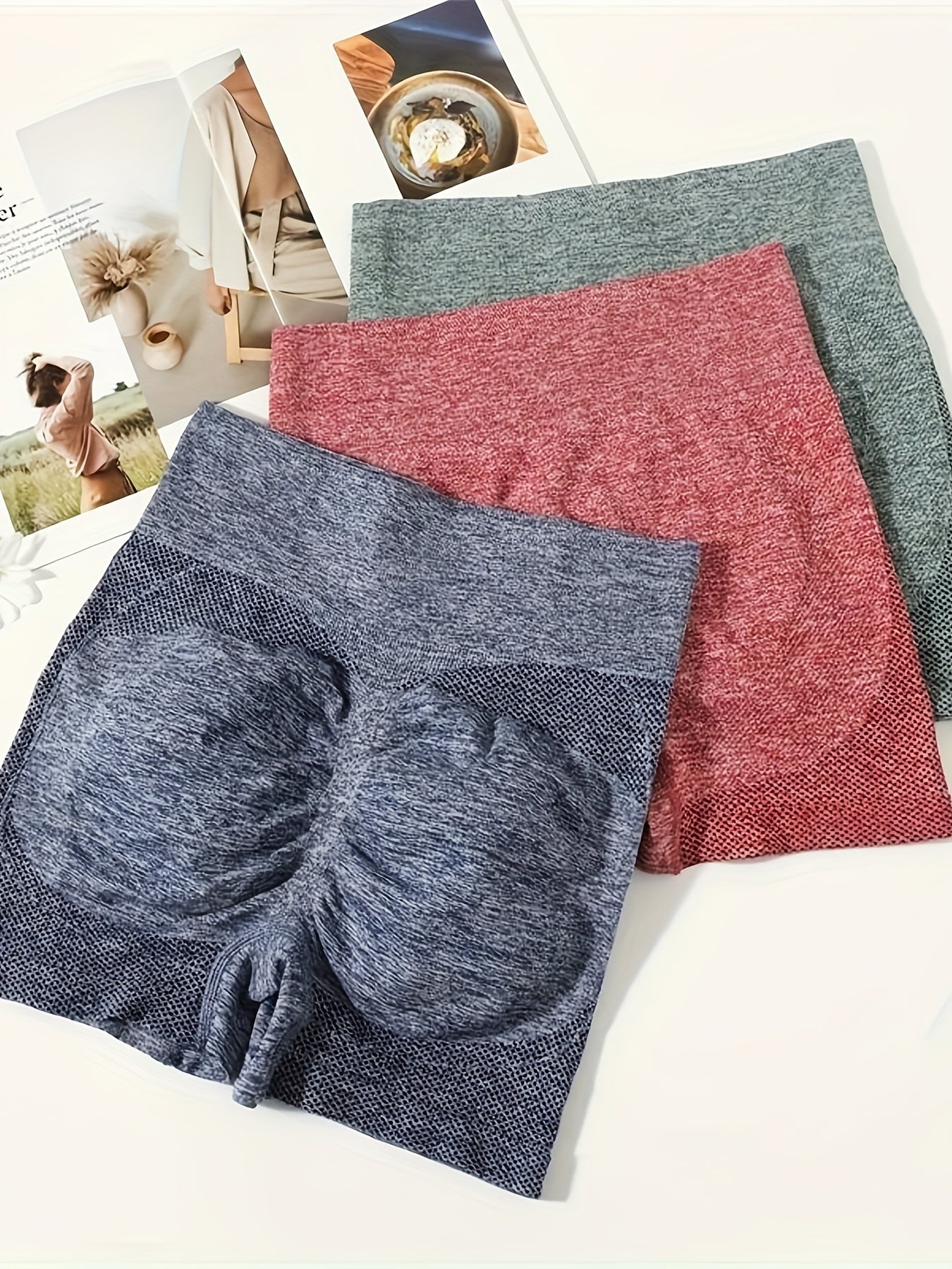 Women's High-Waisted Tummy Control Yoga Shorts with Peach Lift 6 Pack Solid Polyester