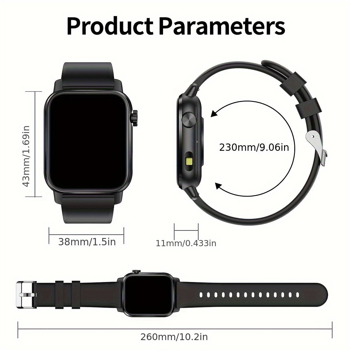 Men's Smartwatch 1.85-Inch Display Wireless Sports Tracker with Voice Calls and LED Flashlight