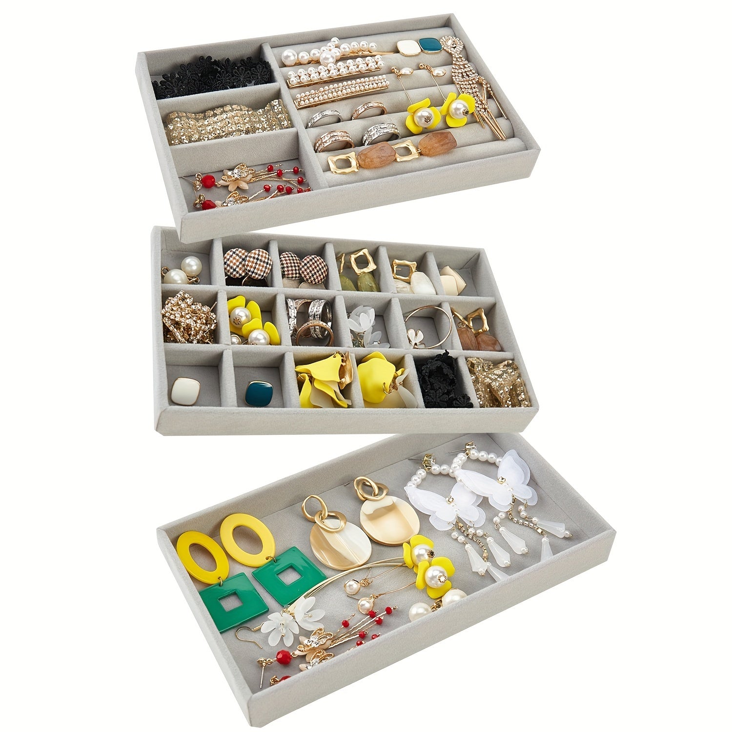 Набор из 6 подставок для украшений, штабелируемых органайзеров для ящиков для серег, колец, ожерелий, браслетов