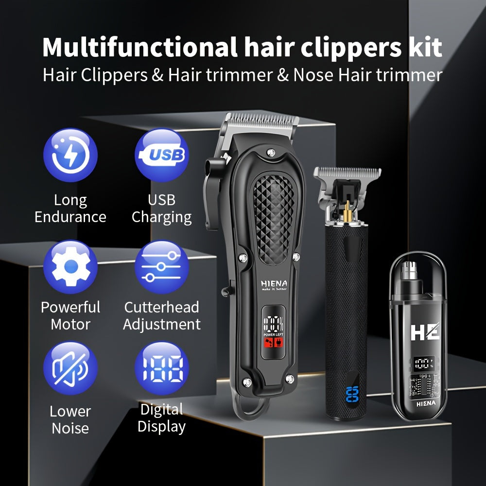 Men's Grooming Kit with Cordless Hair Clippers Nose Trimmer Gift Box