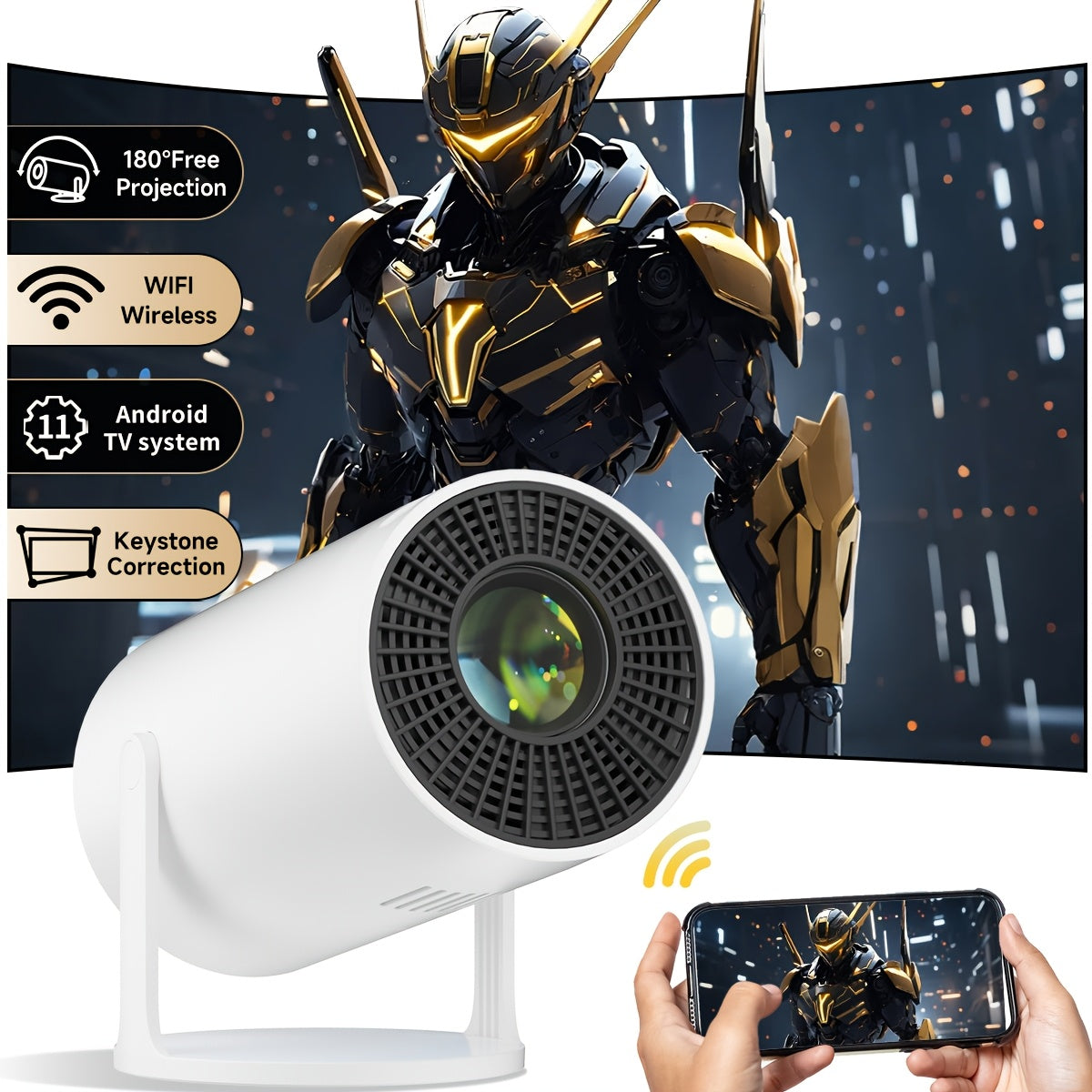 Biznes proyektori 180° sozlanadigan To'liq HD 720P 170 ANSI Yorqinlik