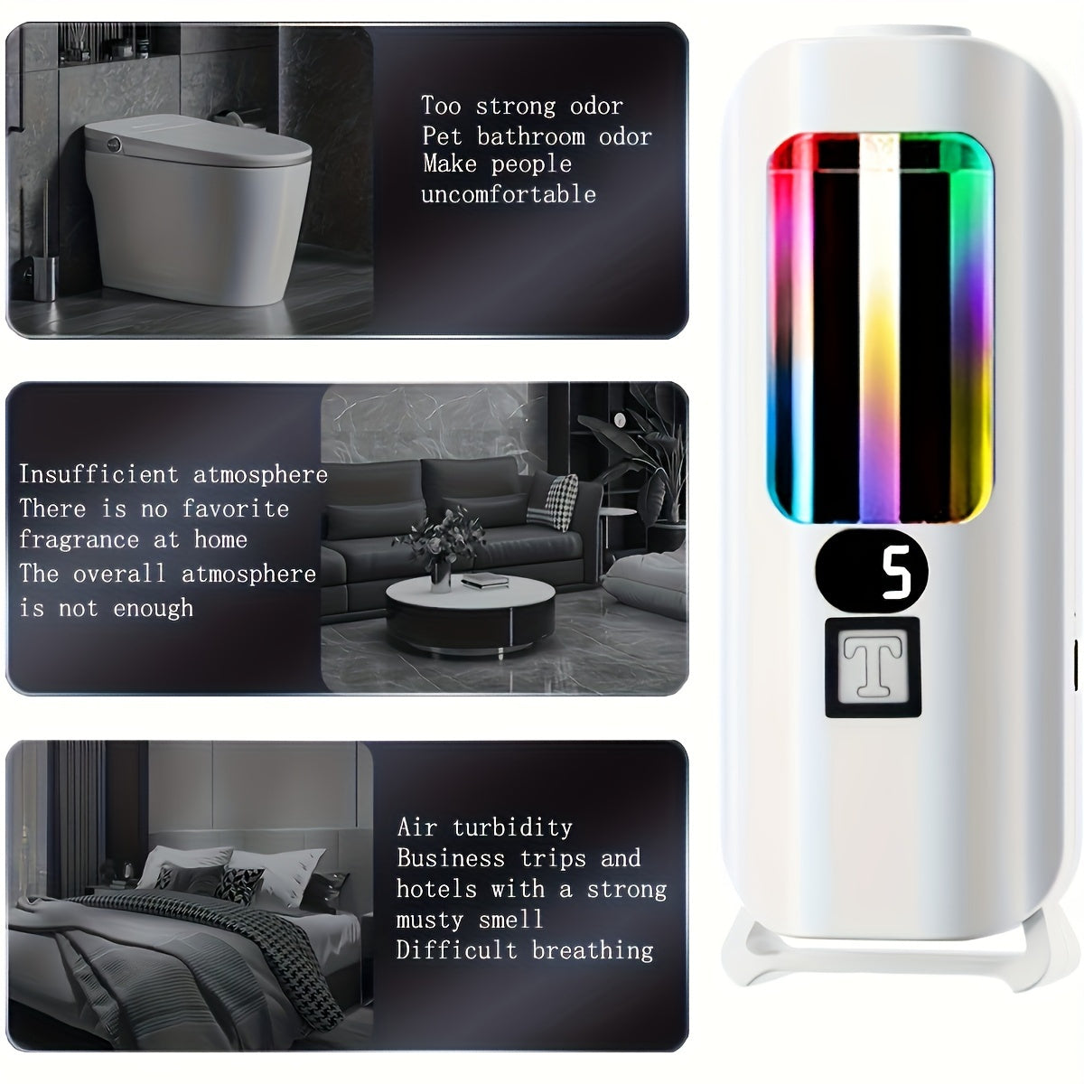 Ароматерапевтический диффузор белого цвета с LED-подсветкой, перезаряжаемый через USB