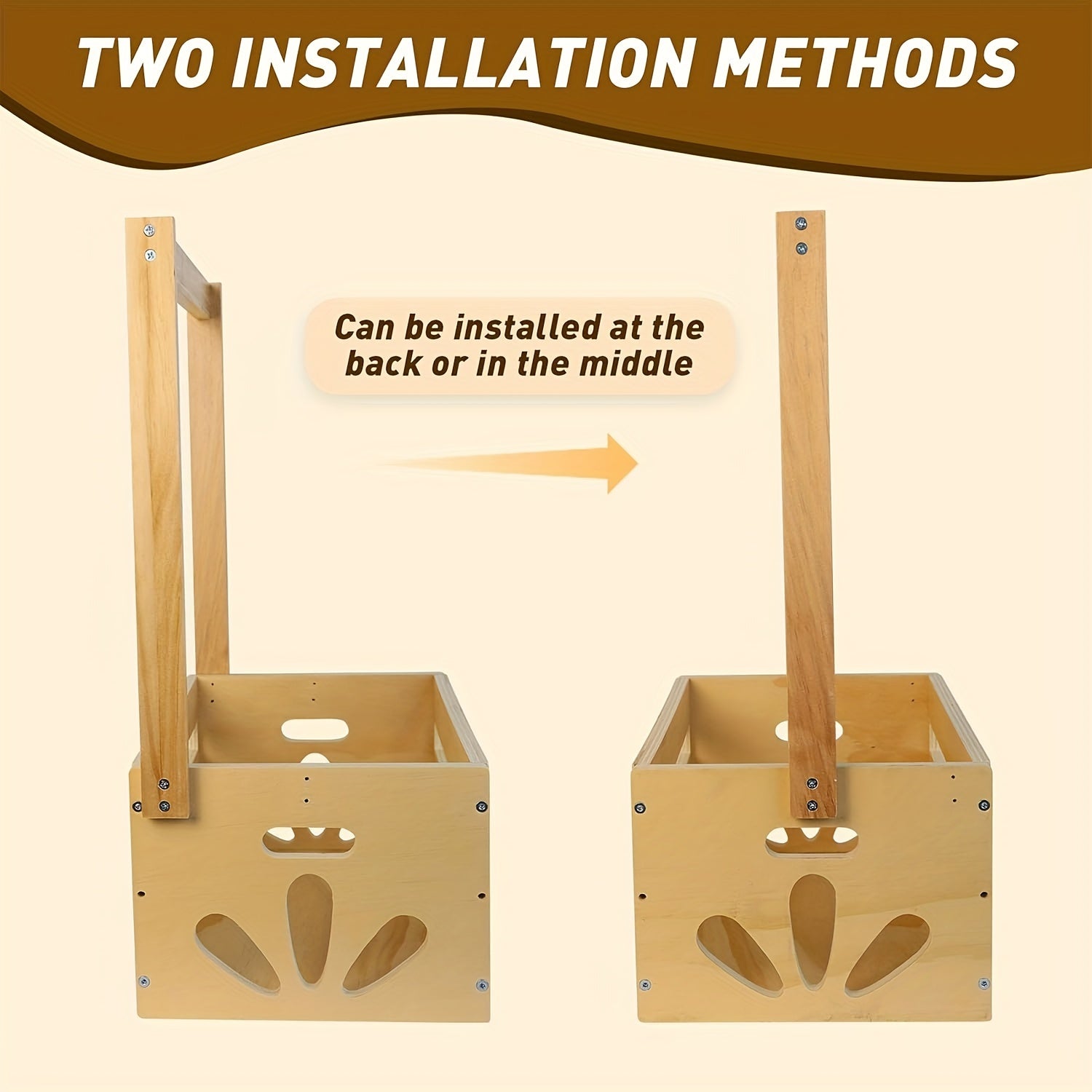 Yellow Wooden Toy Organizer with Hanging Rack for Nursery and Playroom Storage