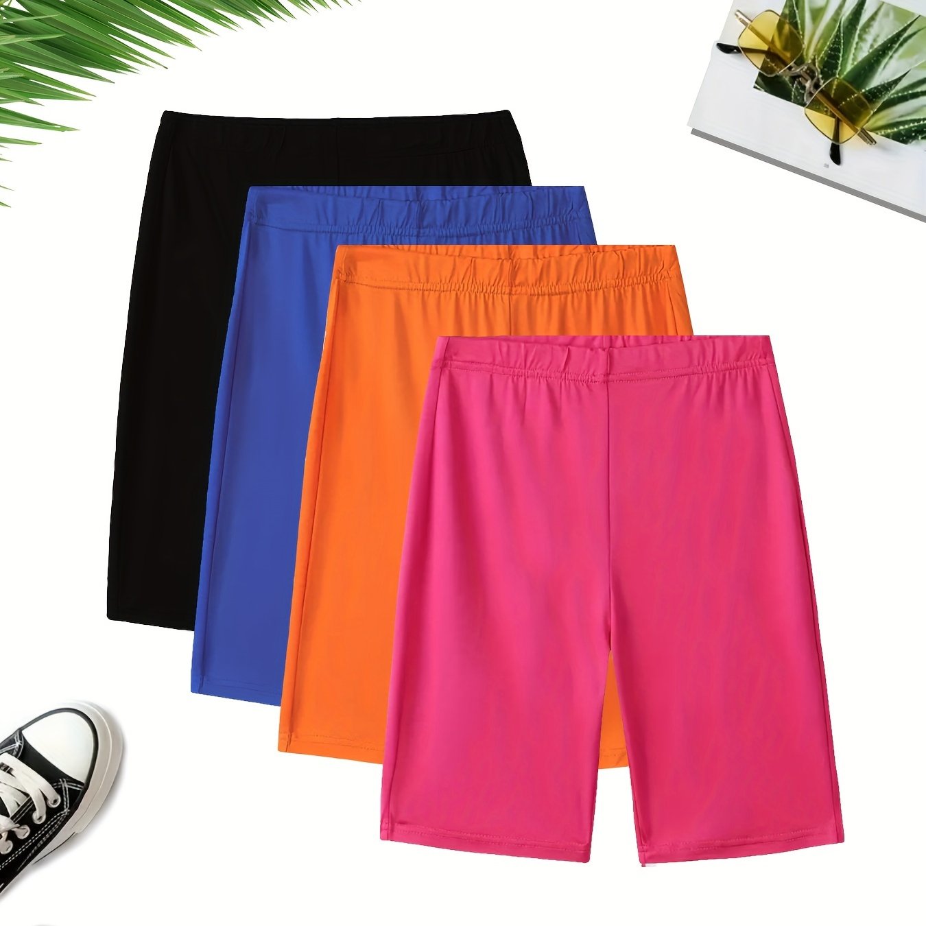 Women's Casual Sports Shorts Set Four Pieces Breathable Athletic Wear