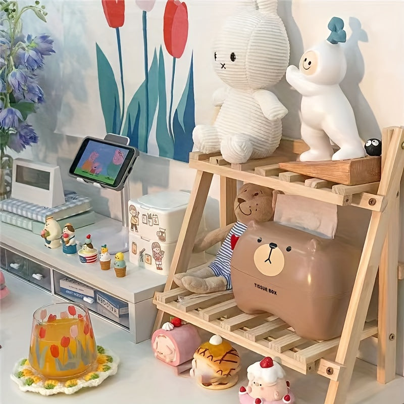 Dastgohlar uchun yog'ochdan yasalgan 2-qavatli javon tashkilotchisi, ofislar, maktablar, uylar va yotoqxonalarda kanstelyariya saqlash va bezatish uchun mukammal.