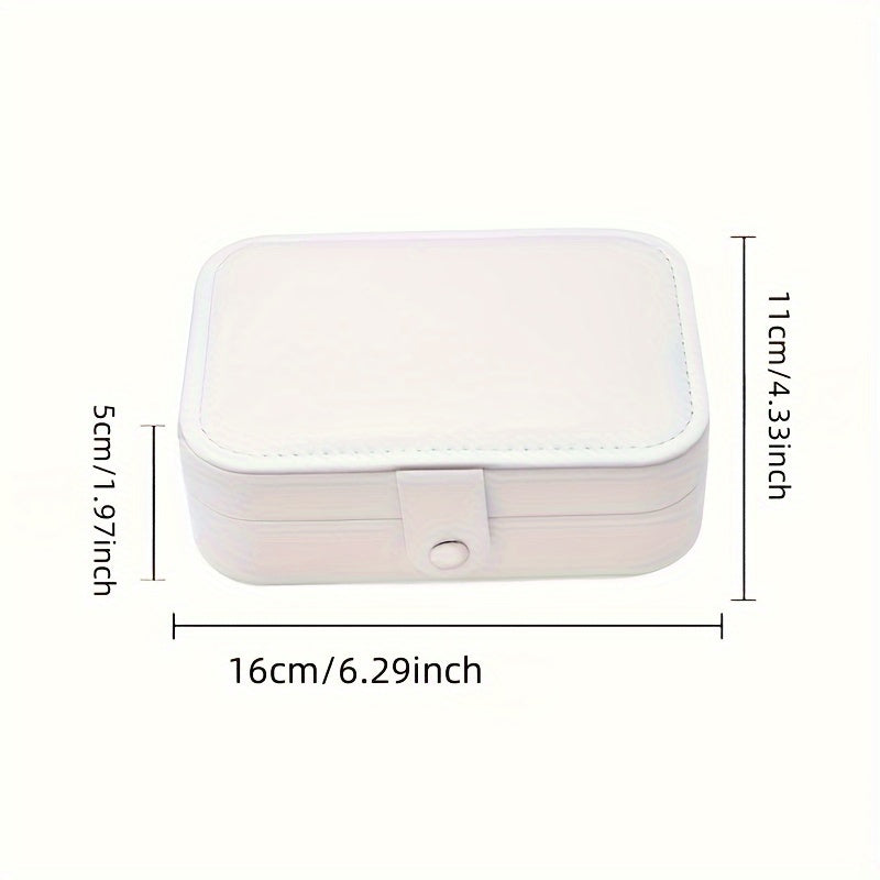 Faux Leather Jewelry Organizer Box with Double Layer and Zipper for Earrings Necklaces Rings