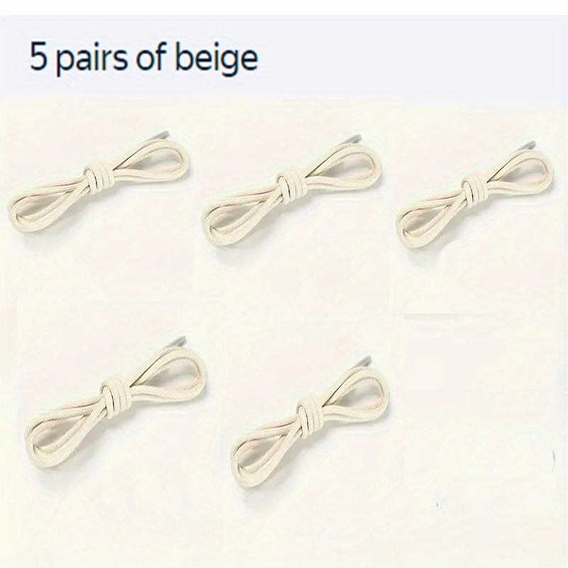 5 Pairs Waxed Thin Round Leather Shoe Laces for Dress and Casual Boots