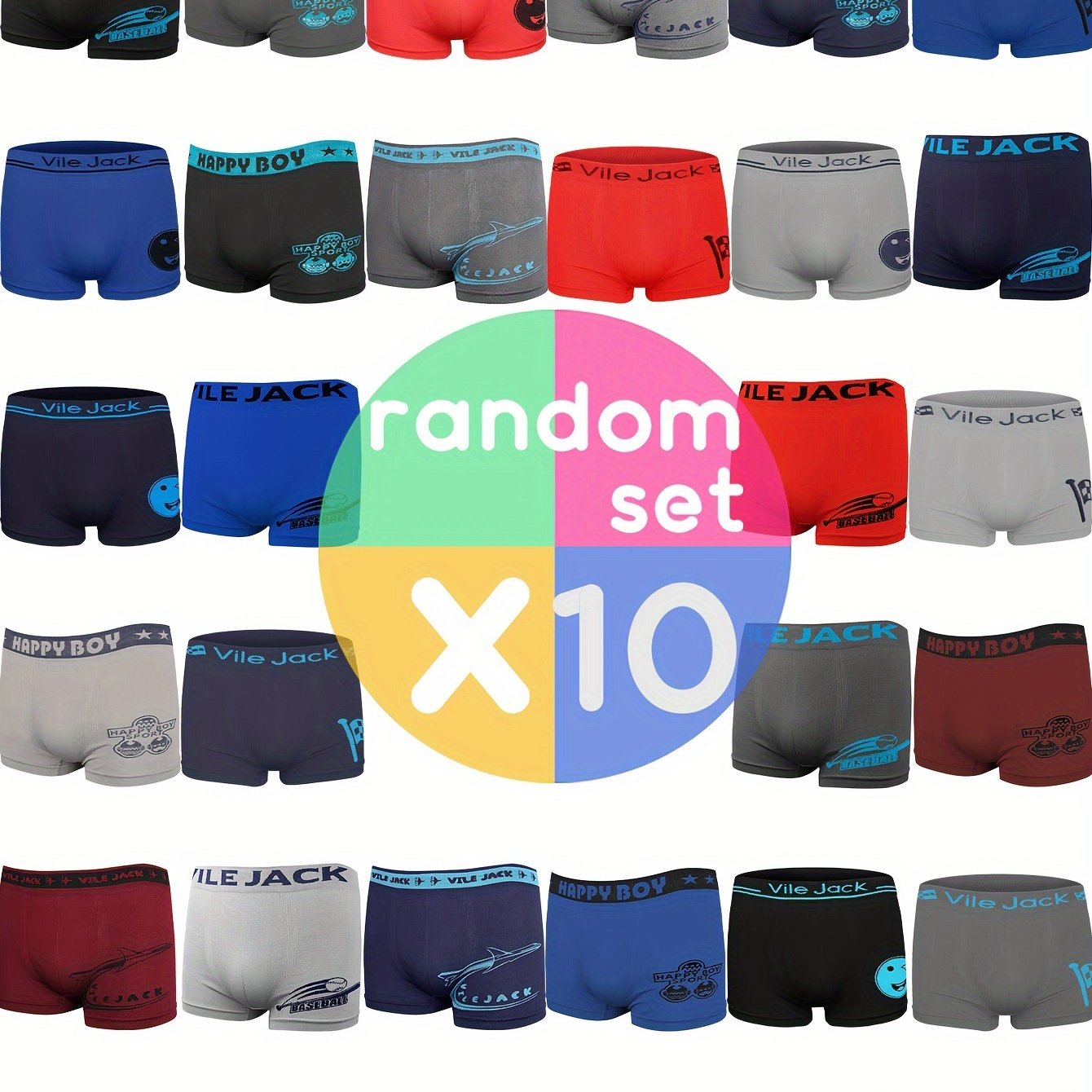 10 Pack Boys Boxer Briefs Assorted Cartoon Styles Polyester Medium Stretch for Teenagers