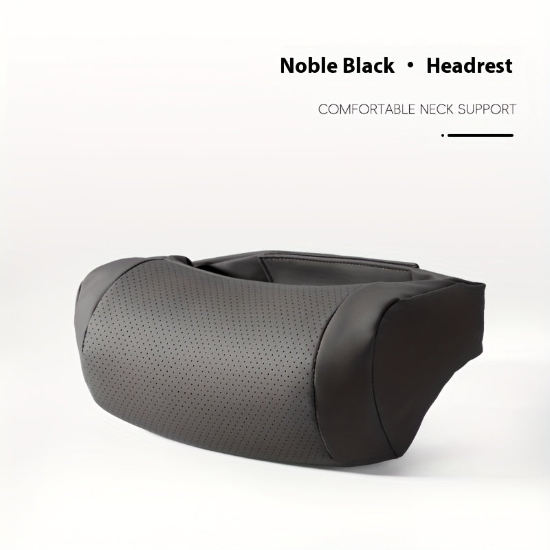 Luxury Car Seat Cushions Set for Headrest and Waist Support Nappa Leather