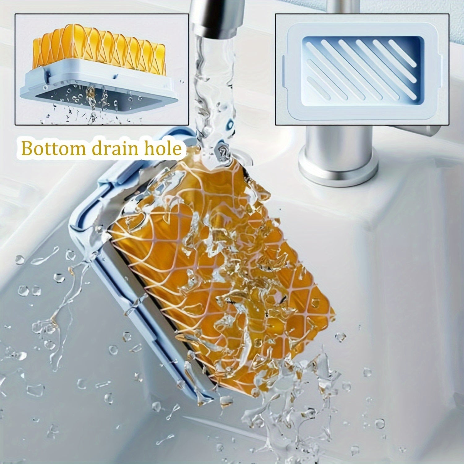 Ahorra jabón multifuncional con red de espuma para limpieza y almacenamiento Azul Rosa